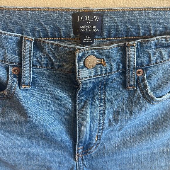 J.Crew Mid Rise Size 28 Flare Crop Distressed Jeans - Picture 5 of 15